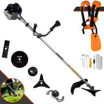 Roçadeira Aparador de Grama Anmax CG430B À Gasolina 2 Tempos 43cc 1,7HP de Potência 12.000rpm Completa Para Todos os Tipos de Trabalho Com Lâmina Facão + Lâmina 3 Pontas + Lâmina 80 Dentes + Trimmer