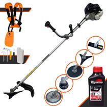 Roçadeira Aparador de Grama Anmax CG430B À Gasolina 2T 43cc 1,7HP Alta Rotação e Performance Com Kit Faca 2 Pontas, Faca 3 Pontas, Faca 40 Dentes e Faca 80 Dentes + Carretel de Nylon + ÓLEO TOYAMA 2T