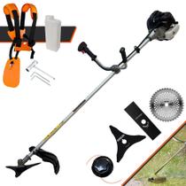 Roçadeira Aparador de Grama Anmax CG430B À Gasolina 43cc 1,7HP de Potência 12.000rpm Profissional Multifunções Com Carretel de Nylon + Lâmina Facão + Lâmina 3 Pontas + Lâmina 40 Dentes de Vídea