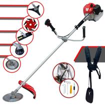 Roçadeira Aparador de Grama Anmax CG430P À Gasolina 43cc 2HP de Potência 9.000rpm 5 Em 1 Com Carretel de Nylon + Lâmina Facão + Lâmina 3 Pontas + Lâmina 6 Pontas + Lâmina 40 Dentes Vídea
