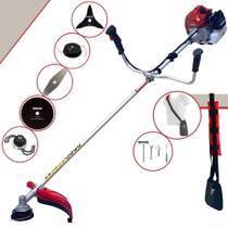 Roçadeira Aparador de Grama Kawashima BCJ431L À Gasolina 2T 43cc 1,7HP de Potência 10.000rpm Completa Para Todos os Tipos de Trabalho Com Lâmina Facão + Lâmina 3 Pontas + Lâmina 80 Dentes + Trimmer