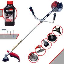 Roçadeira Aparador de Grama Kawashima BCJ521L À Gasolina 52cc 2,5HP Alta Rotação e Performance Com Kit Faca 2 Pontas, Faca 3 Pontas, Faca 40 Dentes e Faca 80 Dentes + Carretel Nylon + ÓLEO TOYAMA 2T