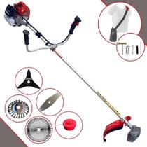 Roçadeira Aparador de Grama Kawashima BCJ620L À Gasolina 2T 62cc 3HP 10.000rpm 5 Em 1 Com Carretel de Nylon + Faca 2 Pontas + Faca 3 Pontas + Faca 40 Dentes de Vídea + Disco de Aço Circular 24 Cerdas