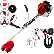 Roçadeira Aparador de Grama Kawashima KW43L À Gasolina 2T 43cc 1,7HP de Potência 10.000rpm Completa Para Todos os Tipos de Trabalho Com Lâmina Facão + Lâmina 3 Pontas + Lâmina 80 Dentes + Trimmer
