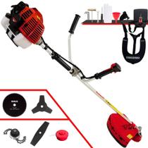 Roçadeira Aparador de Grama Kawashima KW52L À Gasolina 2T 52cc 2,5HP de Potência 10.000rpm Completa Para Todos os Tipos de Trabalho Com Lâmina Facão + Lâmina 3 Pontas + Lâmina 80 Dentes + Trimmer