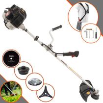 Roçadeira Aparador de Grama Lateral À Gasolina Kawashima KW52LE 52cc 2T 2,5HP 10.000rpm Multifuncional Completa 4 Em 1 Com Carretel de Nylon + Faca 3 Pontas + Faca 80 Dentes + Escova de Aço Giratória