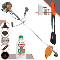 Roçadeira Aparador de Grama Lateral Tekna RL430-P À Gasolina 43cc 1,7HP Robusta Com Carretel de Nylon + Kit 4 Lâminas de Corte + ÓLEO STIHL 2T