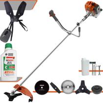 Roçadeira Aparador de Grama Lateral Tekna RL430ACN-TK À Gasolina 43cc 1,7HP Robusta Com Carretel de Nylon + Kit 4 Lâminas de Corte + ÓLEO STIHL 2T