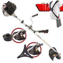 Roçadeira Aparador de Grama Máquina de Cortar Grama Á Gasolina Kawashima KW43-LE 2T 43cc 1,7HP Com Lâmina de Corte, Cabeçote Nylon e Cinto de Sustentação Duplo