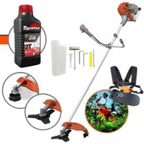 Roçadeira Aparador de Grama Máquina de Cortar Grama Á Gasolina Tekna RL520ACG2 2T 52cc 2HP 13.000RPM Alta Rotação Completa com Lâmina de Corte 3 Pontas + Cabeçote Nylon + ÓLEO TOYAMA 2T 500ML