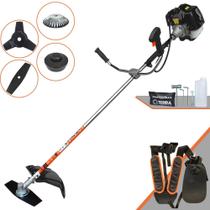 Roçadeira Aparador de Grama Profissional À Gasolina Terra GRH520 52cc 2T 2,5HP 6.500rpm Multifuncional Completa 4 Em 1 Com Carretel de Nylon + Faca 2 Pontas + Faca 3 Pontas + Escova de Aço Giratória