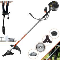 Roçadeira Aparador de Grama Terra GRH430 À Gasolina 2T 43cc 1,7HP 6.500rpm Profissional Completa Com 4 Opções de Corte Lâmina 3 Pontas, Lâmina 40 Dentes, Carretel de Nylon e Escova de Aço Giratória