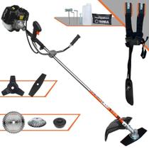 Roçadeira Aparador de Grama Terra GRH520 À Gasolina 2T 52cc 2,5HP 6.500rpm 5 Em 1 Com Carretel de Nylon + Faca 2 Pontas + Faca 3 Pontas + Faca 40 Dentes de Vídea + Disco de Aço Circular 38 Cerdas