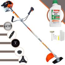 Roçadeira Aparador de Grama Vulcan VR430S À Gasolina 43cc 1,7HP Alta Rotação e Performance Com Kit Faca 2 Pontas, Faca 3 Pontas, Faca 40 Dentes e Faca 80 Dentes + Carretel de Nylon + ÓLEO STIHL 2T Roçadeira Aparador de Grama Vulcan VR430S À Gasolina 43cc 1,7HP Alta Rotação e Performance Com Kit Faca 2 Pontas, Faca 3 Pontas, Faca 40 Dentes e Faca 80 Dentes + Carretel de Nylon + ÓLEO STIHL 2T