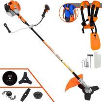 Roçadeira Aparador de Grama Vulcan VR520H À Gasolina 2 Tempos 52cc 2,5HP de Potência 10.000rpm Completa Para Todos os Tipos de Trabalho Com Lâmina Facão + Lâmina 3 Pontas + Lâmina 80 Dentes + Trimmer