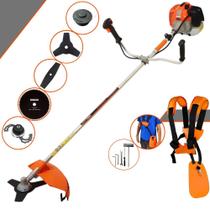Roçadeira Aparador de Grama Vulcan VR620H À Gasolina 2 Tempos 62cc 3HP de Potência 12.500rpm Completa Para Todos os Tipos de Trabalho Com Lâmina Facão + Lâmina 3 Pontas + Lâmina 80 Dentes + Trimmer