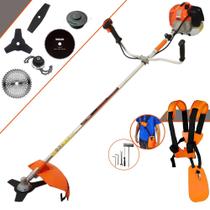 Roçadeira Aparador de Grama Vulcan VR620H À Gasolina 62cc 3HP 12.500rpm Profissional Multifunções Com Carretel Nylon + Lâmina Facão + Lâmina 3 Pontas + Lâmina 40 Dentes + Lâmina 80 Dentes + Trimmer