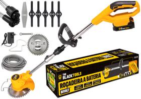 Roçadeira Aparador Grama A Bateria 21v 750w Com Acessórios The Black Tools Roçadeira Aparador Grama A Bateria 21v 750w Com Acessórios The Black Tools