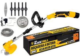Roçadeira Aparador Grama A Bateria Recarregável 12v 460w 110v/220v Profissional Com Acessórios The Black Tools