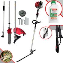 Roçadeira Bipartido Com Extensor Toyama TBC43MT À Gasolina 43cc 1,8HP de Potência 9.200rpm Com Carretel Nylon + Faca 3 Pontas e Sabre 10” + ÓLEO STIHL