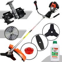 Roçadeira com Enxada Rotativa de Capinar Importway 3hp 63cc + Lamina Videa 40D + Lamina 3p + Faca 2p + Óleo Stihl 2T