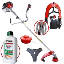 Roçadeira Com ÓLEO STIHL 2T RT52-L Toyama À Gasolina 2T 52cc 2HP Modelo Completo Lâmina Três Pontas, Carretel Nylon e Cinto de Sustentação Duplo Ideal Para Manutenção e Limpeza de Rodovias