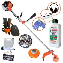 Roçadeira Com ÓLEO STIHL GR520XP Terra À Gasolina 2T 52cc 2,5HP C/ Lâmina 40 Dentes, Carretel Nylon e Cinto de Sustentação Duplo + KIT Profissional de EPI Sendo Ideal Para Manutenção de Rodovias