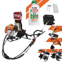 Roçadeira Com ÓLEO STIHL Multifuncional Costal 43cc VRC-430 Vulcan C/ Lâmina 2 Pontas, Carretel Nylon, Enxada Capinadeira e Cultivadora