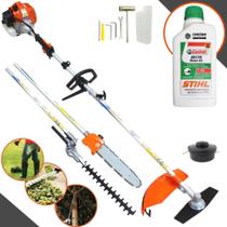 Roçadeira Com ÓLEO STIHL Profissional Multifuncional Vulcan VRM330 Á Gasolina 2T 33cc 1,3hp Modelo Completo Com Funções de Poda Cerca Viva, Poda Galhos e Roçar