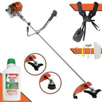 Roçadeira Com ÓLEO STIHL Profissional Tekna RL520ACN-TK Lateral á Gasolina 2T 52cc 2HP 9000rpm Alta Potência e Alta Performance Com Cabeçote Nylon e Faca de 3 Pontas