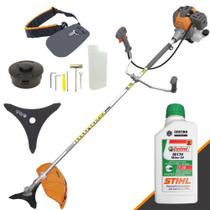 Roçadeira Com Óleo Stihl RL430P Plus Tekna Á Gasolina 2T 43cc 1,7HP Máquina Lateral de Cortar Grama Completa com Lâmina 3 Pontas + Carretel de Nylon