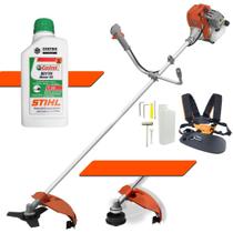 Roçadeira Com Óleo Stihl RL520AC-G2 Tekna Á Gasolina 2T 52cc 2HP Máquina Lateral de Cortar Grama Completa com Lâmina 3 Pontas + Carretel de Nylon Ideal Para Manutenção e Limpeza de Rodovias