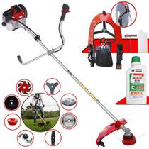 Roçadeira Com Sistema Anti-Vibração À Gasolina Toyama RT52L 52cc 2HP Alta Performance Com Carretel de Nylon + Kit 7 Opções de Corte + ÓLEO STIHL 2T