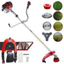 Roçadeira Com Sistema Anti-Vibração Toyama RT52L À Gasolina 52cc 2HP 4 Em 1 Com Carretel de Nylon e Faca 3 Pontas + Faca 40 Dentes + Escova de Aço