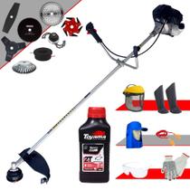 Roçadeira Com Sistema Antivibração À Gasolina Toyama RT43LB25A 43cc 1,7HP Alta Rotação Com Carretel Nylon e Kit 7 Opções de Corte + EPI + ÓLEO TOYAMA