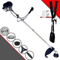 Roçadeira Com Sistema Antivibração Toyama RT43LB25A À Gasolina 1,7HP 43cc 10.000rpm Kit de Facas 2 Pontas, Faca 40 Dentes Vídea e Escova 38 Cerdas Roçadeira Com Sistema Antivibração Toyama RT43LB25A À Gasolina 1,7HP 43cc 10.000rpm Kit de Facas 2 Pontas, Faca 40 Dentes Vídea e Escova 38 Cerdas