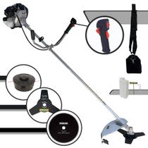 Roçadeira Com Sistema Antivibração Toyama TBC43H À Gasolina 2T 1,7HP de Potência 43cc 12.000rpm Com Carretel de Nylon + Faca 3 Pontas + Faca 80 Dentes Roçadeira Com Sistema Antivibração Toyama TBC43H À Gasolina 2T 1,7HP de Potência 43cc 12.000rpm Com Carretel de Nylon + Faca 3 Pontas + Faca 80 Dentes