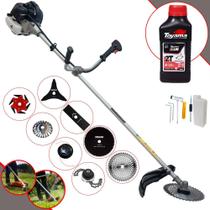 Roçadeira Completa À Gasolina Anmax CG430B 43cc 1,7HP 12000rpm C/ 8 Opções de Cortes Com Facas 2 Pontas, 3 Pontas, 6 Pontas, 40 Dentes Vídea, 80 Dentes, Trimmer, Escova de Aço e Carretel + ÓLEO TOYAMA
