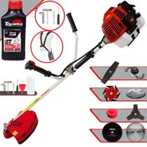 Roçadeira Completa À Gasolina Kawashima KW43L 43cc 1,7HP 10.000rpm Com 8 Opções de Cortes Com Facas 2 Pontas, 3 Pontas, 6 Pontas, 40 Dentes, 80 Dentes, Trimmer, Escova de Aço e Carretel + ÓLEO TOYAMA