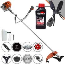 Roçadeira Completa À Gasolina Tekna RL520ACNTK Motor 2 Tempos 52cc 2HP Alta Performance Com Carretel Nylon + Kit 7 Opções de Corte + ÓLEO TOYAMA 2T