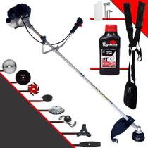 Roçadeira Completa À Gasolina Toyama RT43LB-25A Motor 2 Tempos 43cc 1,7HP Alta Performance Com Carretel de Nylon + Kit 7 Opções de Corte + ÓLEO TOYAMA
