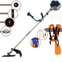 Roçadeira Completa Anmax CG430B À Gasolina 43cc 1,7HP de Alta Rotação e Performance Com 4 Opções de Cortes Carretel de Nylon + Lâmina Facão + Lâmina 80 Dentes + Escova Circular De Aço 38 Cerdas