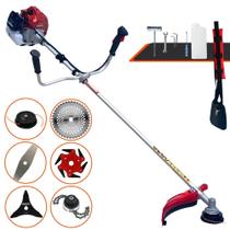 Roçadeira Completa Kawashima BCJ431L À Gasolina 2 Tempos 43cc 1,7HP Lateral Alta Potência e Rotação Com Cabeçote de Nylon e Lâmina Facão + Lâmina 3 Pontas, Lâmina 6 Pontas, Lâmina Circular e Trimmer Roçadeira Completa Kawashima BCJ431L À Gasolina 2 Tempos 43cc 1,7HP Lateral Alta Potência e Rotação Com Cabeçote de Nylon e Lâmina Facão + Lâmina 3 Pontas, Lâmina 6 Pontas, Lâmina Circular e Trimmer