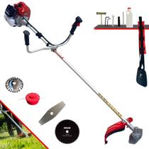 Roçadeira Completa Kawashima BCJ620L À Gasolina 62cc 2T 3HP de Potência 10.000rpm Cortador de Grama Robusto Com Carretel Nylon + Lâmina 2 Pontas + Lâmina 80 Dentes + Escova Circular De Aço 24 Cerdas
