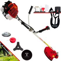 Roçadeira Completa Kawashima KW52L À Gasolina 52cc 2,5HP de Alta Rotação e Performance Com 4 Opções de Cortes Carretel de Nylon + Lâmina 3 Pontas + Lâmina 80 Dentes + Escova Circular De Aço 38 Cerdas