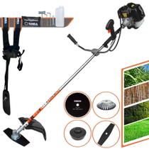 Roçadeira Completa Terra GRH520 À Gasolina 52cc 2T 2,5HP de Potência 6.500rpm Cortador de Grama Robusto Com Carretel de Nylon + Lâmina 2 Pontas + Lâmina 80 Dentes + Escova Circular De Aço 38 Cerdas