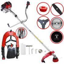 Roçadeira Completa Toyama RT43-L À Gasolina 43cc 1,7HP Alta Rotação e Performance Cortador de Grama Com Carretel de Nylon e Faca 3 Pontas + Faca 2 Pontas, Faca 40 Dentes de Vídea e Faca 80 Dentes Roçadeira Completa Toyama RT43-L À Gasolina 43cc 1,7HP Alta Rotação e Performance Cortador de Grama Com Carretel de Nylon e Faca 3 Pontas + Faca 2 Pontas, Faca 40 Dentes de Vídea e Faca 80 Dentes