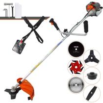 Roçadeira Completa Vulcan VR330P À Gasolina 2T 33cc 1,2HP Alta Potência e Rotação Com Cabeçote Nylon e Lâmina 3 Pontas + Lâmina 2 Pontas, Lâmina 6 Pontas, Lâmina 40 Dentes de Vídea, Lâmina 80 Dentes