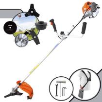 Roçadeira Completa Vulcan VR430-P À Gasolina 43cc 1,7HP Alta Rotação e Performance Cortador de Grama Com Carretel de Nylon e Faca 3 Pontas + Faca 2 Pontas, Faca 40 Dentes de Vídea e Faca 80 Dentes Roçadeira Completa Vulcan VR430-P À Gasolina 43cc 1,7HP Alta Rotação e Performance Cortador de Grama Com Carretel de Nylon e Faca 3 Pontas + Faca 2 Pontas, Faca 40 Dentes de Vídea e Faca 80 Dentes