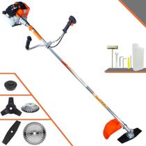 Roçadeira Completa Vulcan VR430S Com Carretel de Nylon e Lâmina Facão + Kit Extra Lâmina 3 Pontas, Lâmina 40 Dentes de Vídea e Disco Escova De Aço Circular Pra Pedras, Pavers, Calçadas e Concretos
